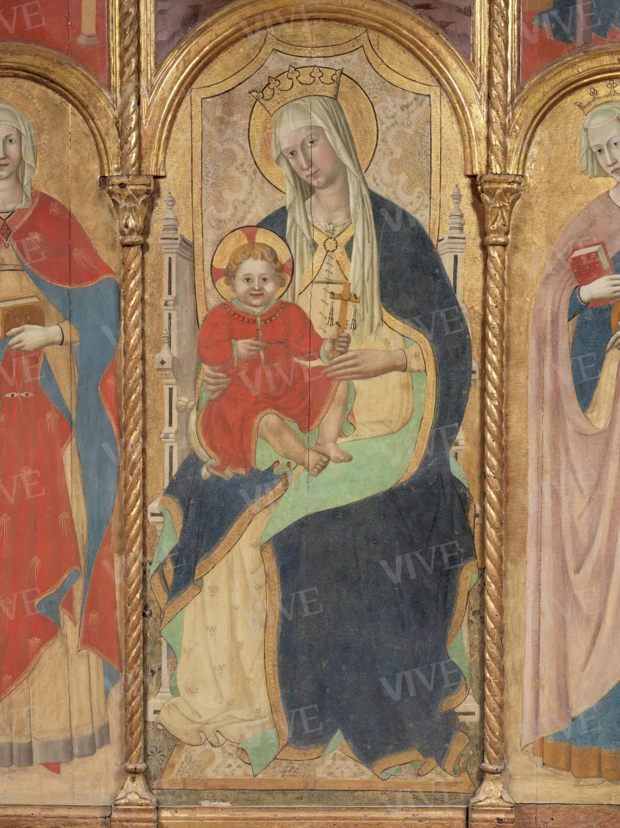 Madonna con il Bambino che mostra gli strumenti della Passione, tra santa Lucia e santa Caterina d'Alessandria; Annunciazione; Dio Padre benedicente, beato Gherardo da Serra de’ Conti e beato Alberto da Sassoferrato - Giovanni Antonio Bellinzoni da Pesaro