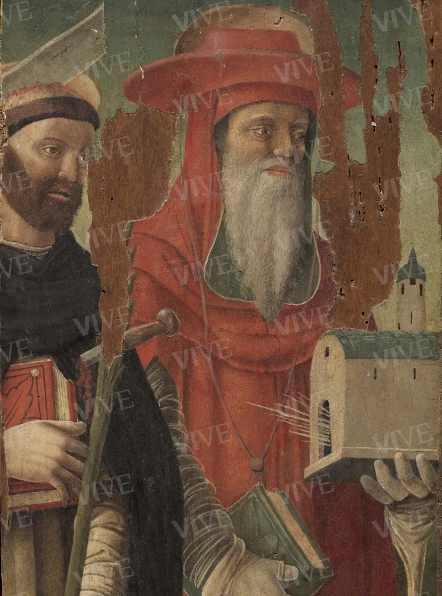 Madonna con il Bambino; santi Pietro martire e Girolamo; santi Antonio da Padova e Caterina d’Alessandria - Angelo di Silvestro detto Angelo Zoppo o Zotto ?