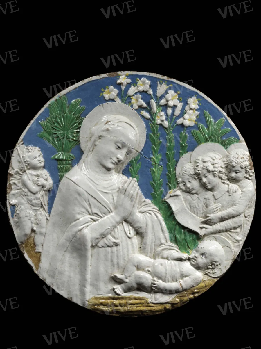 Adorazione del Bambino con san Giovannino e angeli cantori - Benedetto Buglioni