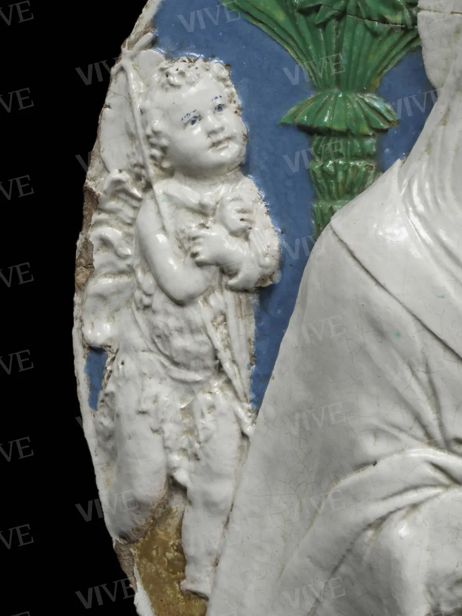 Adorazione del Bambino con san Giovannino e angeli cantori - Benedetto Buglioni