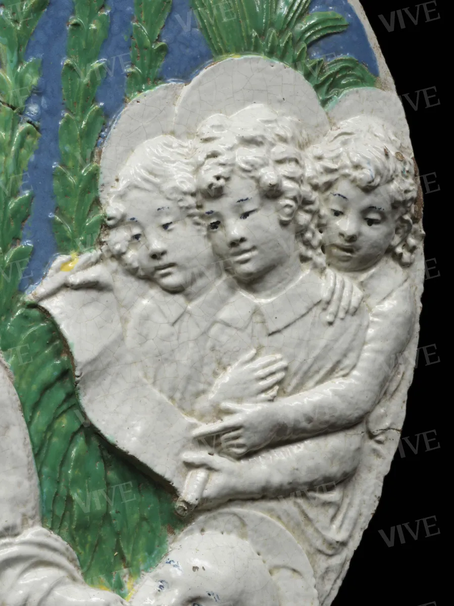 Adorazione del Bambino con san Giovannino e angeli cantori - Benedetto Buglioni