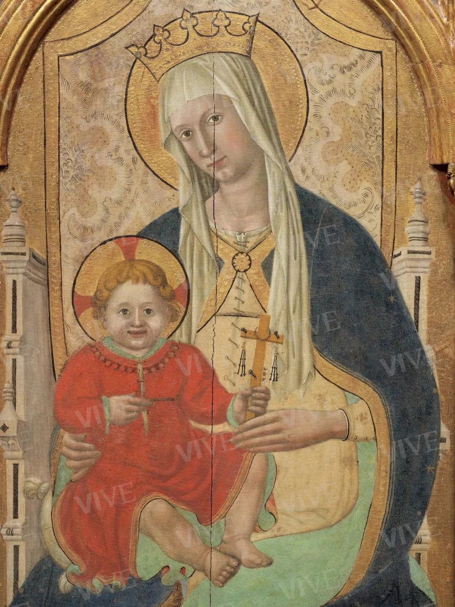Madonna con il Bambino che mostra gli strumenti della Passione, tra santa Lucia e santa Caterina d'Alessandria; Annunciazione; Dio Padre benedicente, beato Gherardo da Serra de’ Conti e beato Alberto da Sassoferrato - Giovanni Antonio Bellinzoni da Pesaro