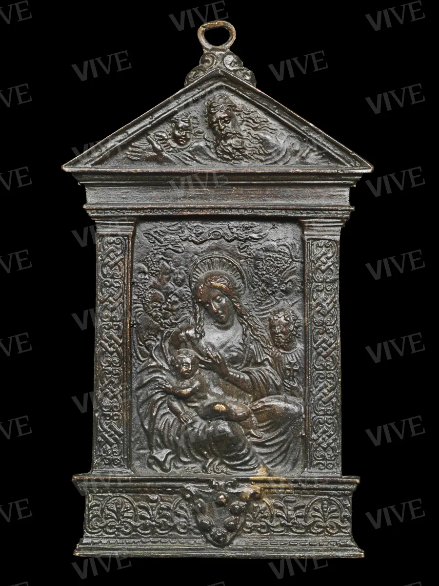 Nursing Madonna with Saint Joseph (?), Saints, and God the Father - Galeazzo Mondella called Il Moderno