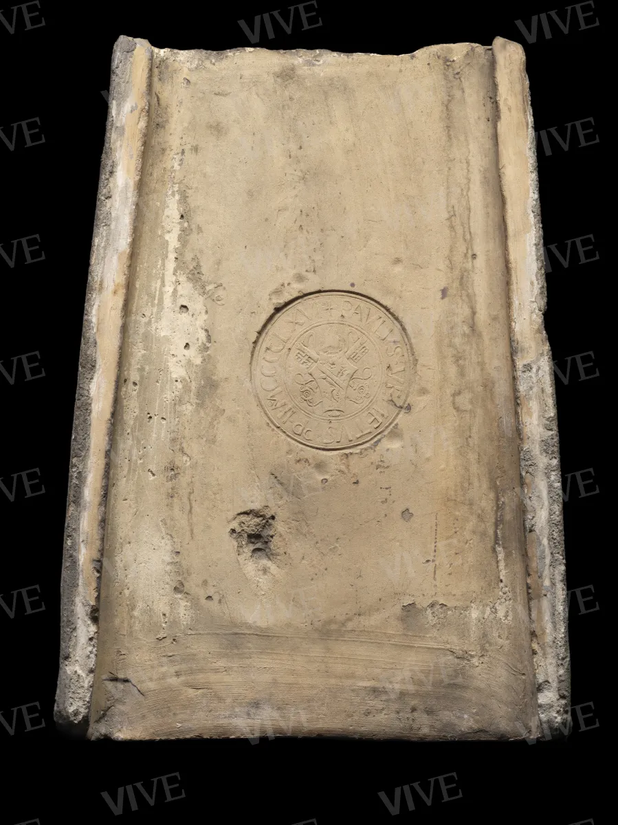 Tegola con bollo di papa Paolo II Barbo - manifattura romana