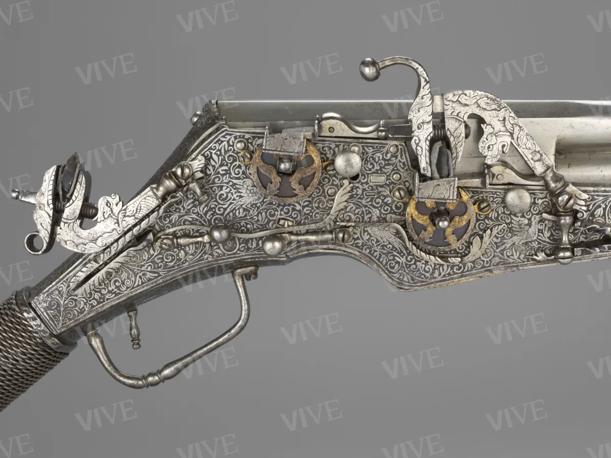 Pistola a ruota doppia e due canne - manifattura della Sassonia